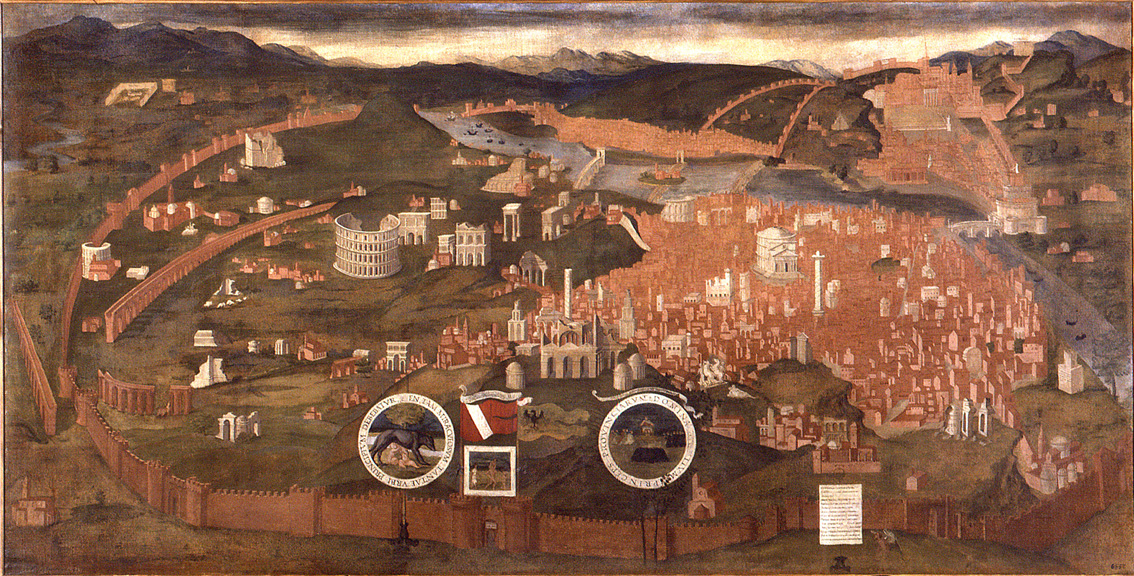 Anonimo romano, Veduta di Roma, 1534-1540 - tempera su tela - Mantova, Museo della Città