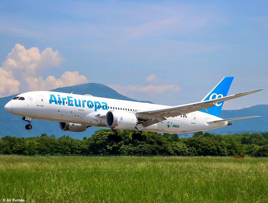 Con un Boeing 787-9 Dreamliner Air Europa ha effettuato il volo più sostenibile della sua storia