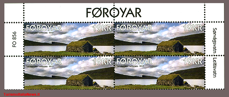 Leitisvatn - Sørvágsvatn, il lago con due nomi: il francobollo da 19 corone che le Isole Faroe hanno emesso nel 2017