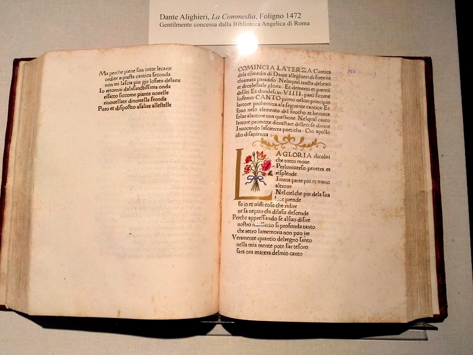 Il Divin Poema di Foligno, nel 1472 realizzata a due passi da Piazza Grande la prima edizione a stampa della “Commedia” di Dante
