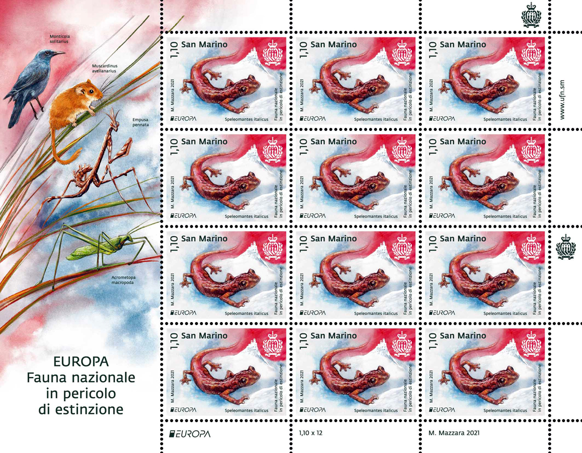 Europa 2021 la fauna in pericolo trova spazio sui francobolli della Repubblica di San Marino Europa 2021 la fauna in pericolo trova spazio sui francobolli della Repubblica di San Marino