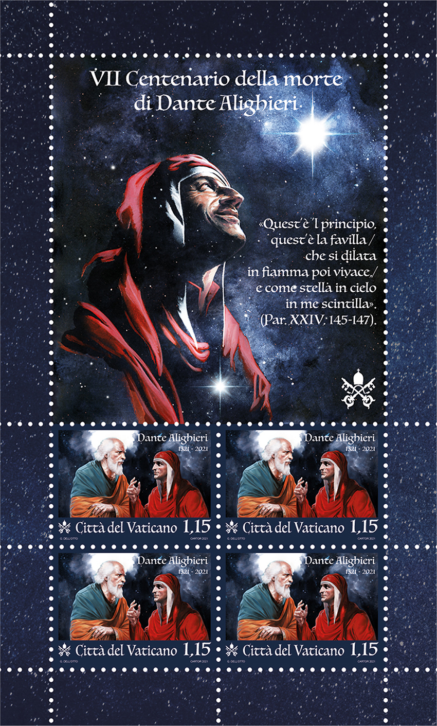 Per Dante Alighieri anche la Città del Vaticano partecipa alle celebrazioni: francobolli con il Sommo Poeta all’esame della fede