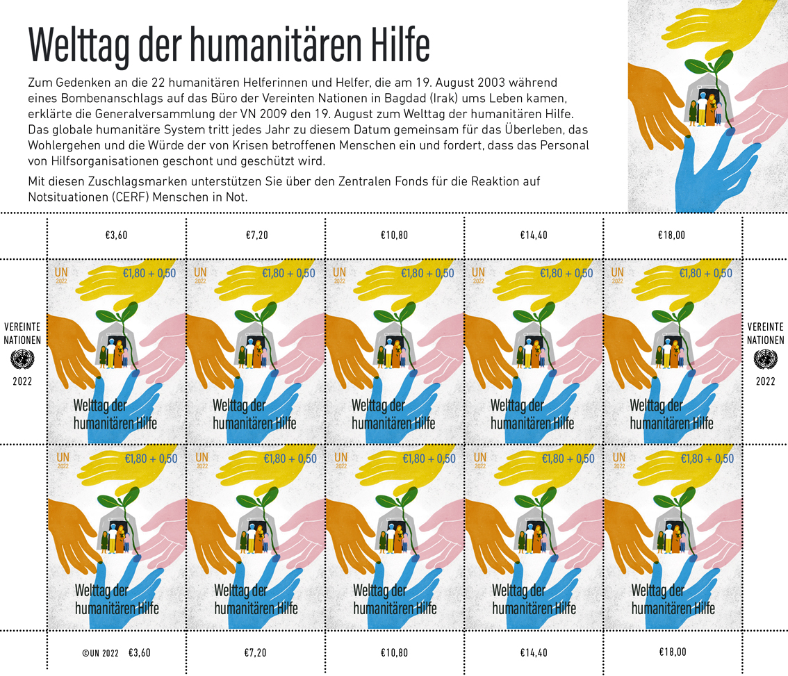 Nazioni Unite: il 19 agosto si celebra Giornata mondiale dell’aiuto umanitario, francobolli disegnati da un’artista ucraina