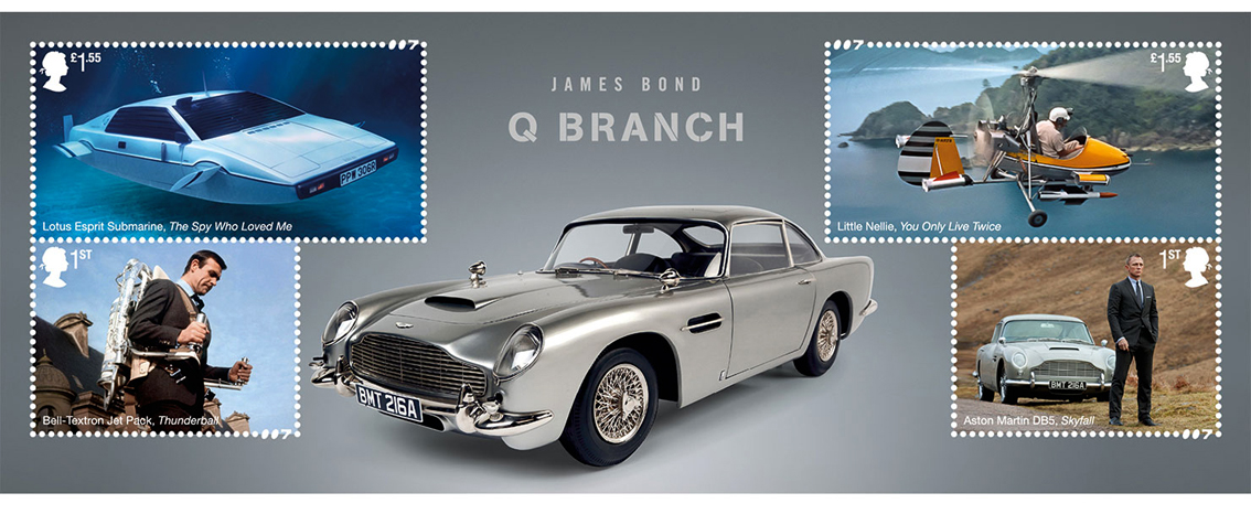 I francobolli britannici emessi a marzo 2020 per celebrare il film numero 25 di James Bond