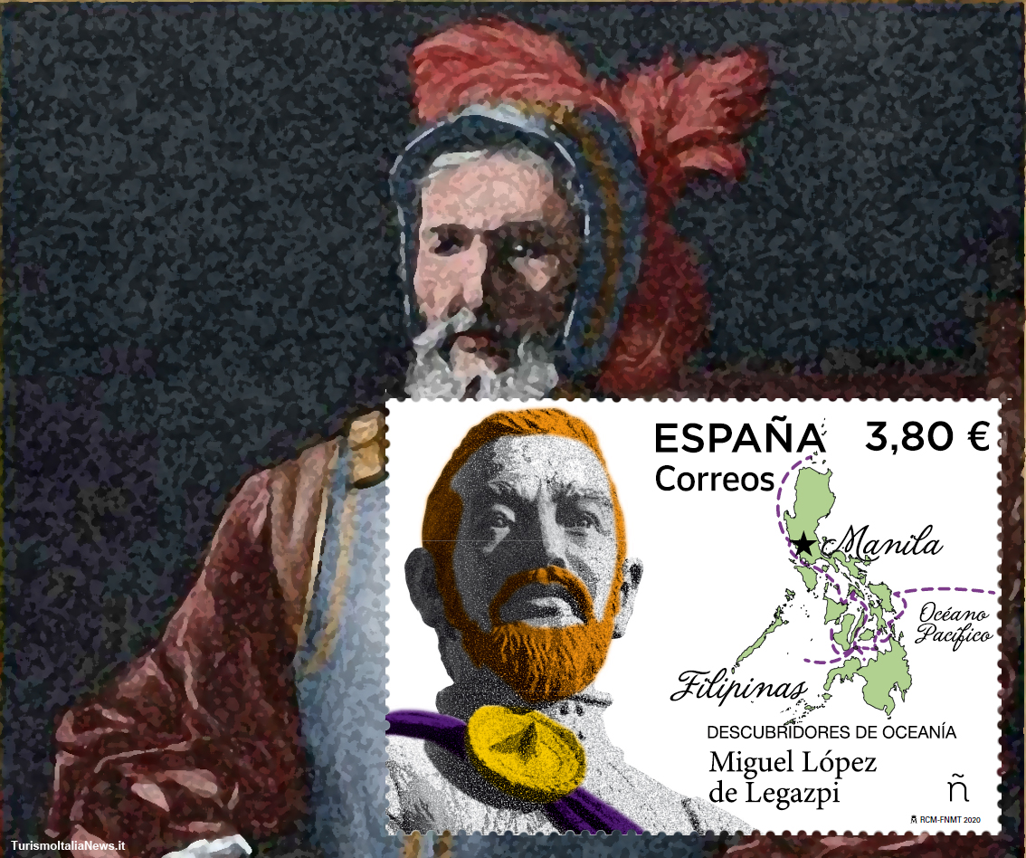 Miguel López de Legazpi è annoverato tra gli scopritori dell'Oceania: la Spagna lo ricorda nel 2020 con l'emissione di un francobollo