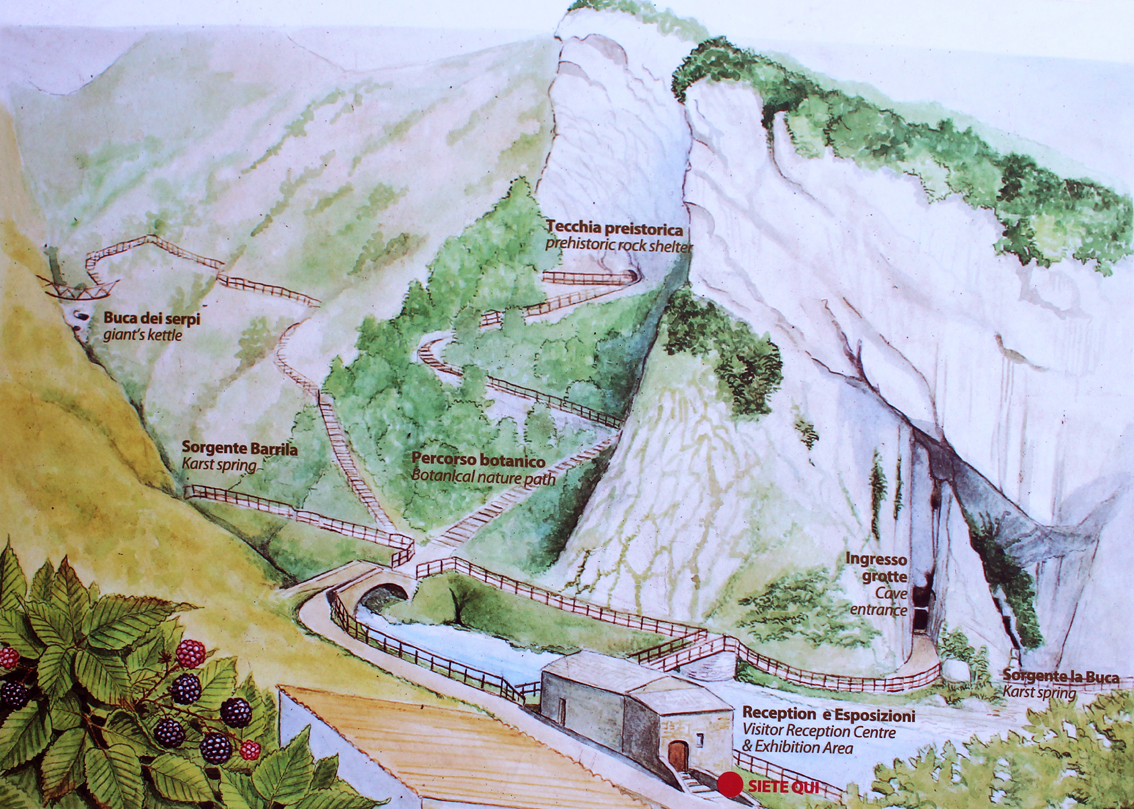 La mappa dell'area delle Grotte di Equi Terme