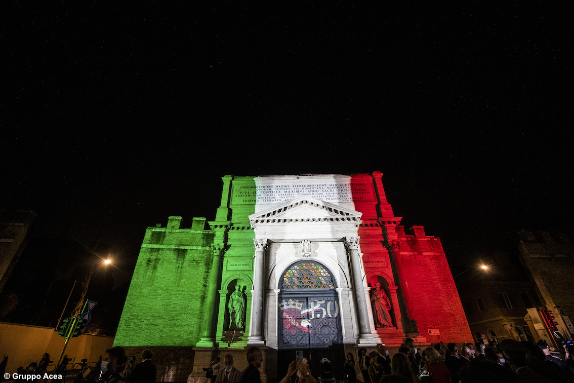 150 anni dalla presa di Porta Pia a Roma: inaugurata la nuova illuminazione artistica del Piazzale e del Monumento al Bersagliere