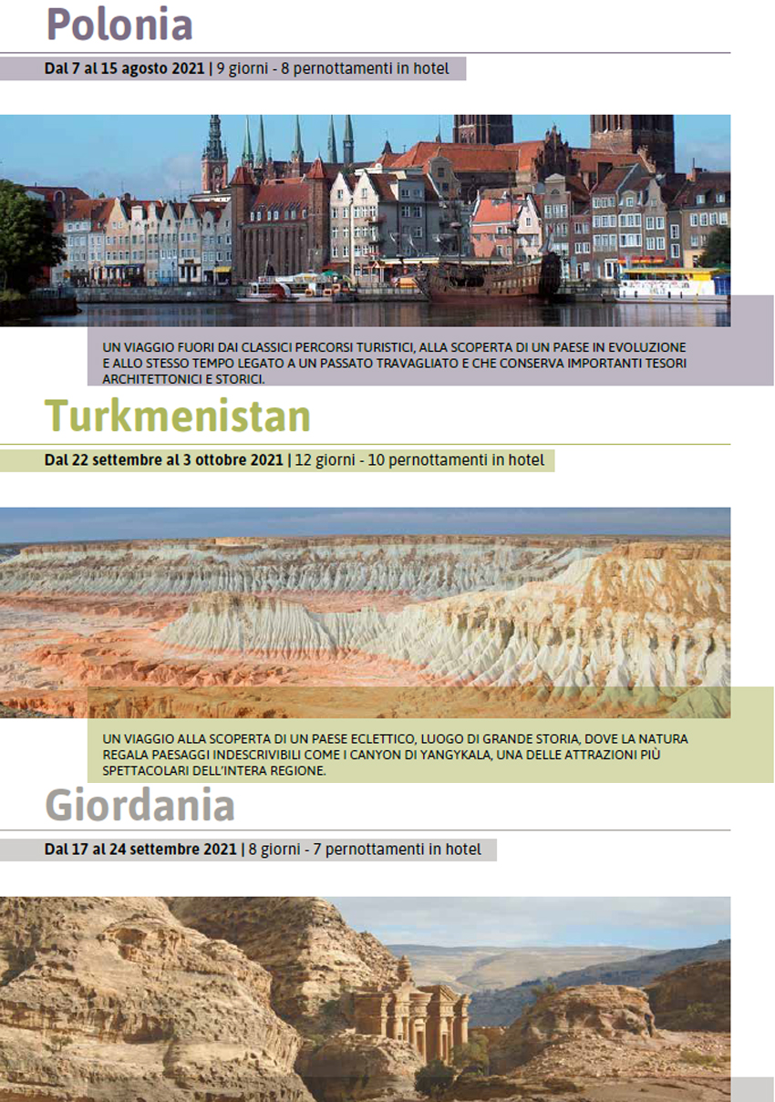 Una selezione dei viaggi proposti da Apatam per l'estate 2021