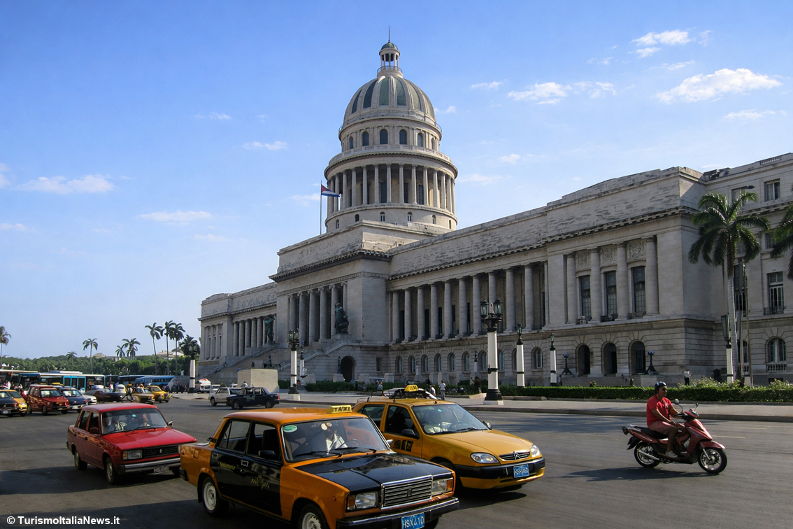 Sullo sfondo il "Capitolio" de L'Avana