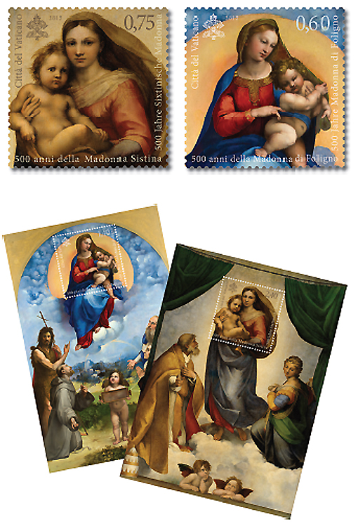 L'emissione completa del Vaticano dedicata alla Madonna Sistina e alla Madonna di Foligno, entrambe opera di Raffaello Sanzio (2012)