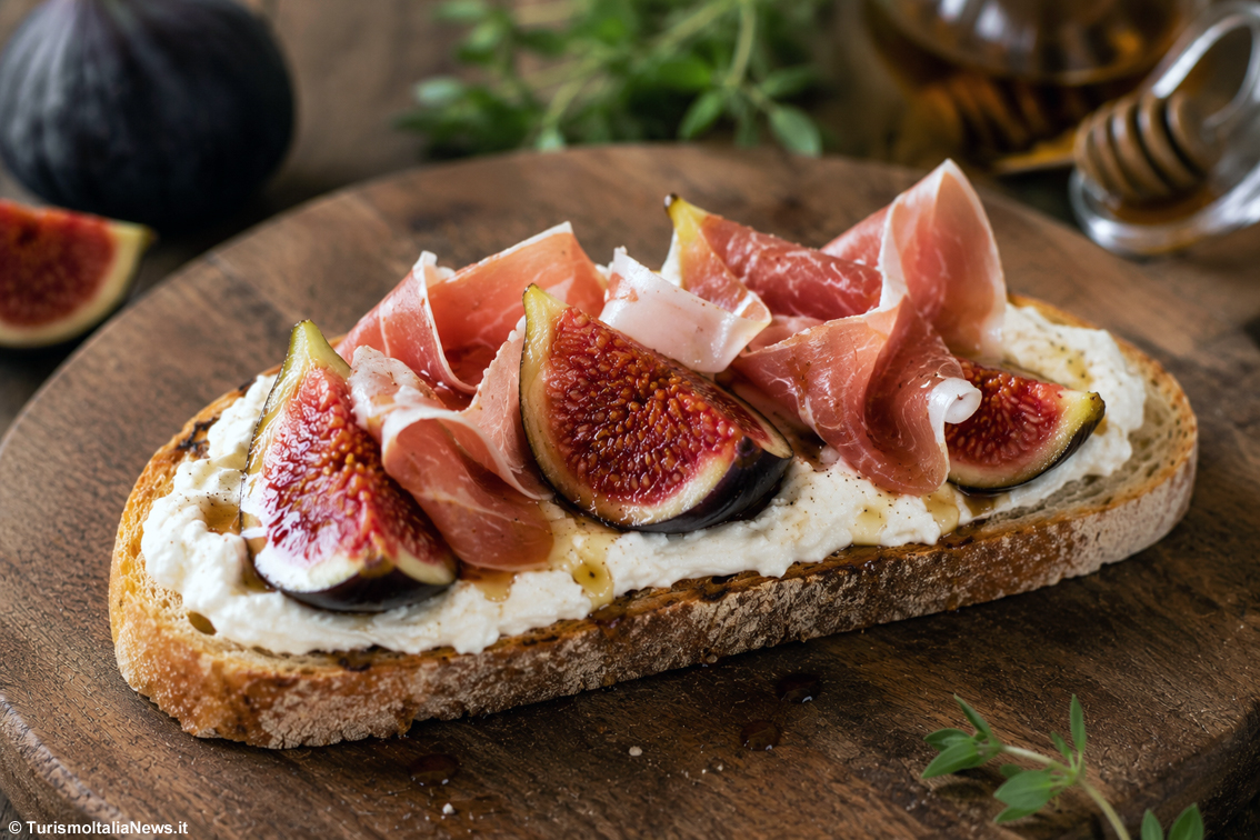 Le ricette di Casa Spineto: Bruschettone umbro con fichi, prosciutto nostrano e stracciatella