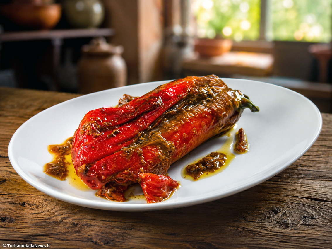 Peperoni rossi ripieni con Feta greca e capperi di Pantelleria (copyright TurismoItaliaNews.it – Casa Spineto)
