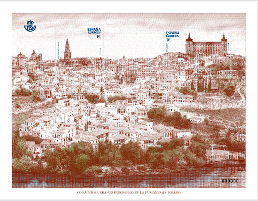 La Spagna nel 2014 ha dedicato a Toledo francobolli in formato foglietto che mostrano una veduta della città dalla riva opposta del fiume Tago, la Cattedrale Primate e l'Alcázar