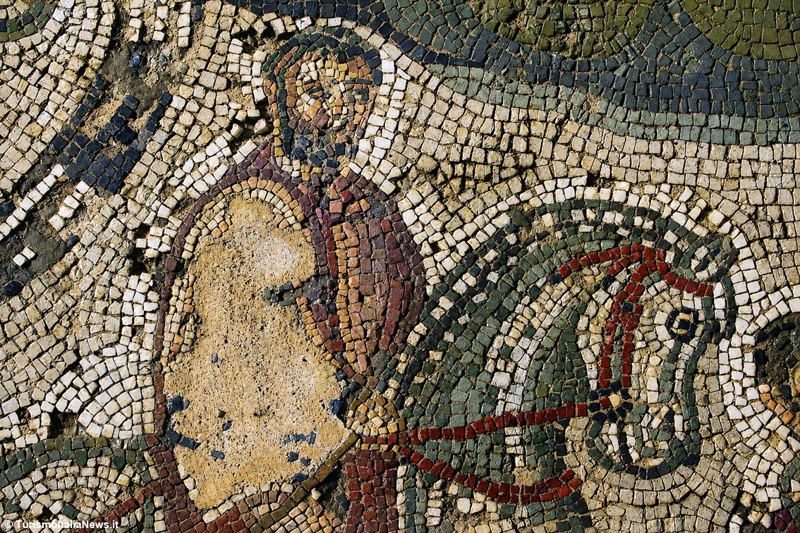 Villa di Anfitrite: nella sala da pranzo del piano interrato conserva uno straordinario mosaico con raffigurata Venere portata in trionfo da due mostri marini