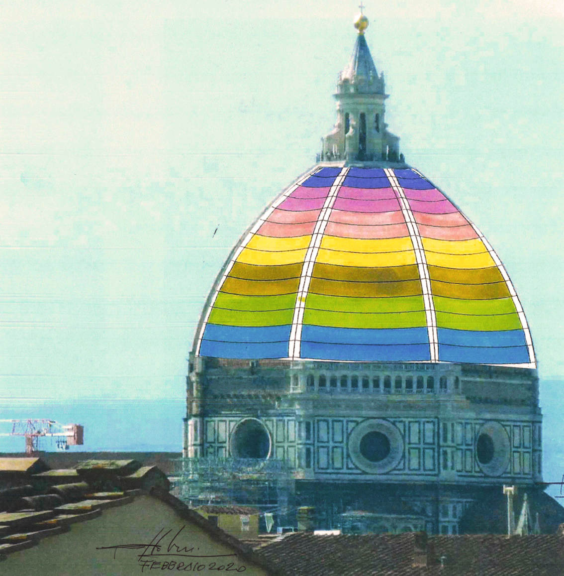 Bozzetto di Roberto Corazzi per le proiezioni sulla cupola - courtesy Roberto Corazzi per Opera di Santa Maria del Fiore