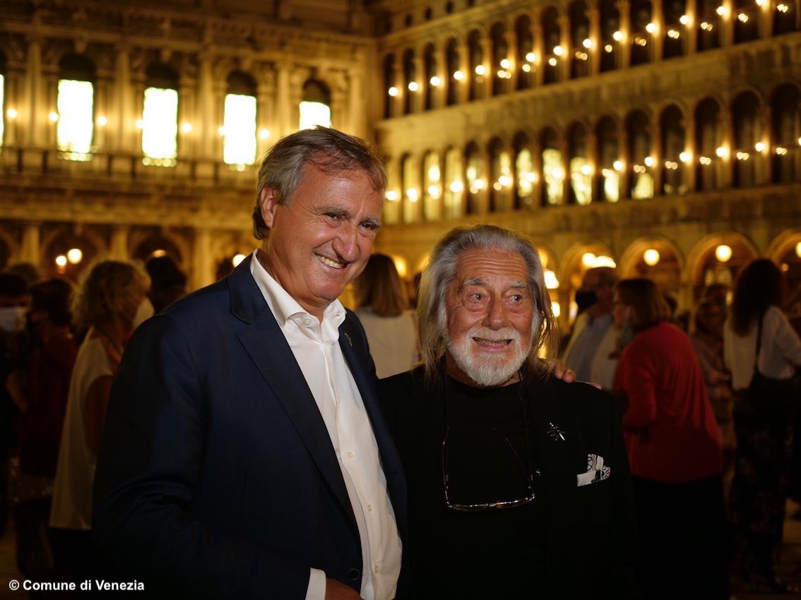 Il sindaco di Venezia Luigi Brugnaro con Fabrizio Plessi