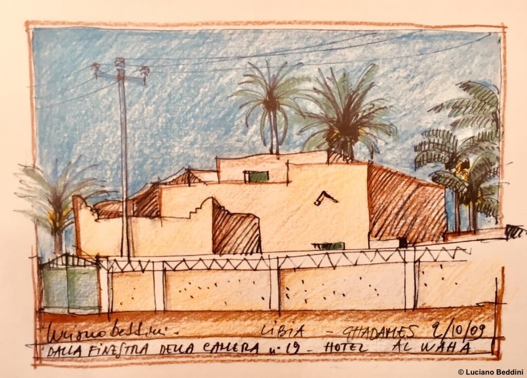 Ghadames. L'architetto che disegna il mondo: in viaggio con Luciano Beddini, quello che vede diventa un'opera d'arte grafica