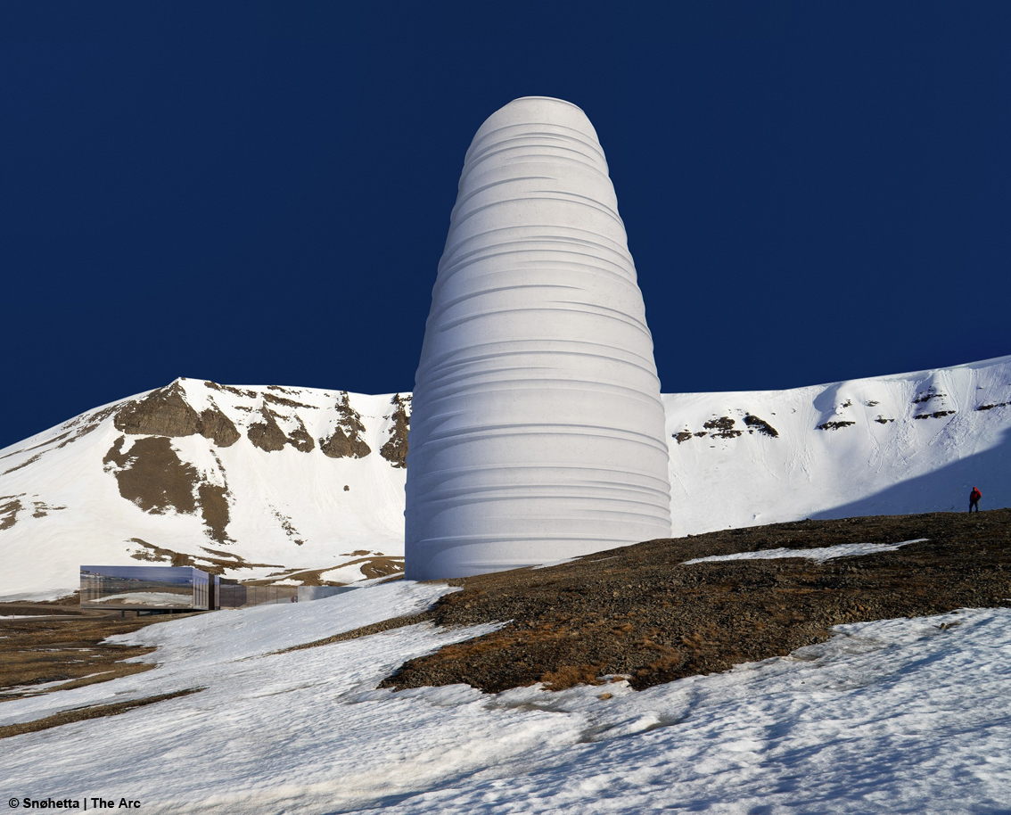 A Longyearbyen, Svalbard, 78 gradi a nord dell'equatore terrestre, Snøhetta ha progettato un centro visitatori per la conservazione dell'Artico chiamato The Arc