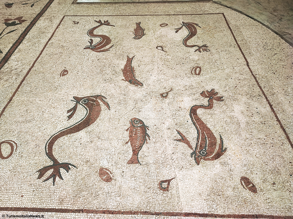 Viaggio tra gli antichi Romani di Urvinum Hortense con il grande mosaico termale conservato a Cannara: in Umbria un reperto che è uno spettacolo