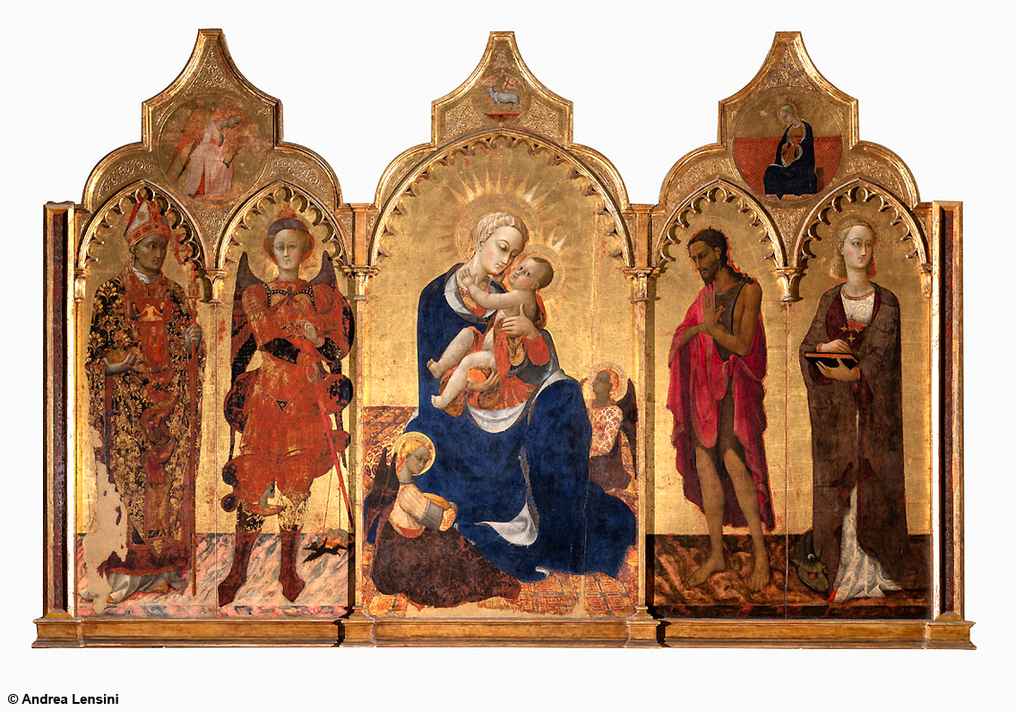 Sassetta, Madonna col bambino e due angeli; San Nicola di Bari e San Michele Arcangelo; San Giovanni Battista e Santa Margherita, Cortona Museo Diocesano